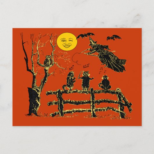 ヴィンテージムーンウィッチとネコの歌 ポストカード (正面)