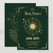 ヴィンテージムーンサンボホアートシンボル赤ちゃんシャワー 招待状 (正面/裏面)
