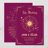 ヴィンテージムーンサンボホ結婚アートシンボル 招待状 (正面/裏面)