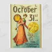 ヴィンテージムーンマンハロウィーンの挨拶 ポストカード (正面)
