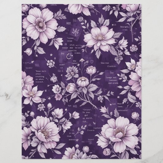 ヴィンテージムーンライトバイオレットフラススクラップブック紙 (正面)