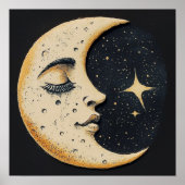 ヴィンテージムーン - スリーピングムーン - ダークブルー ポスター (正面)