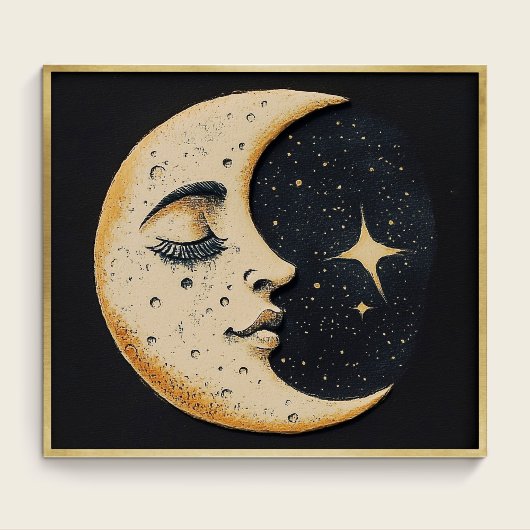 ヴィンテージムーン - スリーピングムーン - ダークブルー ポスター