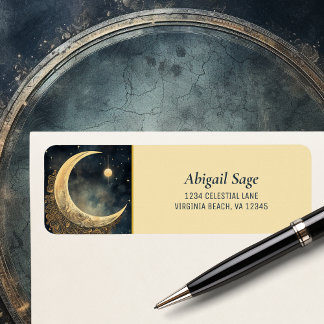 ヴィンテージムーン、太陽、星の天体宇宙アドレス ラベル