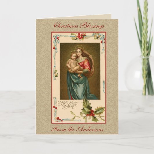 ヴィンテージメアリーマドンナベビーイエス宗教的 シーズンカード (正面)