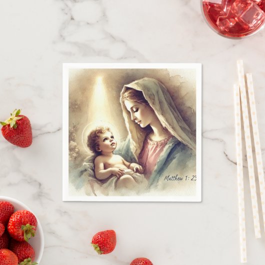 ヴィンテージメアリー&ベビーイエス出生デコペ スタンダードカクテルナプキン (インサイチュ)