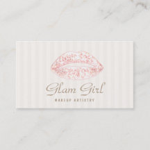 ヴィンテージメイクアップアーティストピンクグリッターリップストライプ