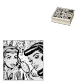 ヴィンテージメイクアップ女子漫画 ラバースタンプ (押印)