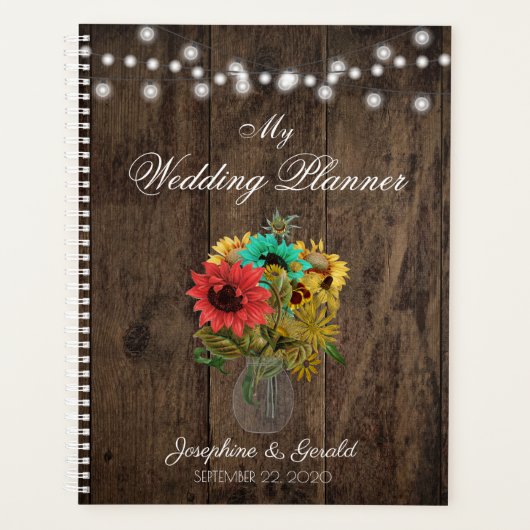 ヴィンテージメイスンジャールウッドサンフラワー結婚ズ プランナー手帳 (正面)