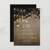 ヴィンテージメイスンジャールオークツリーウェディングRSVPカード 出欠カード (正面/裏面)