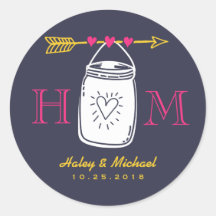 ヴィンテージメイスンジャールモノグラムカントリー結婚式のシール