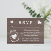 ヴィンテージメイスンジャー木目RSVPのカード結婚カード 出欠カード (スタンド正面)