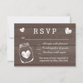ヴィンテージメイスンジャー木目RSVPのカード結婚カード 出欠カード