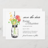 ヴィンテージメイスンジャー&ワイルドフラワーデートを保存 セーブザデート (正面/裏面)