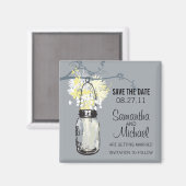 ヴィンテージメイスンジャー&ワイルドフラワーデートを保存 マグネット (正面/裏面)