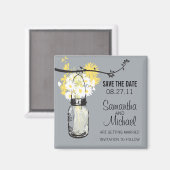 ヴィンテージメイスンジャー&ワイルドフラワーデートを保存 マグネット (正面/裏面)