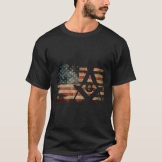 ヴィンテージメイスンフラッグスクエアコンパスマソニックシュリン Tシャツ