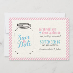ヴィンテージメイソンジャー結婚式のSave the Date 招待状