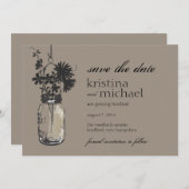 ヴィンテージメイソンジャー＆ワイルドフラワーズ セーブ・ザ・デート (正面/裏面)