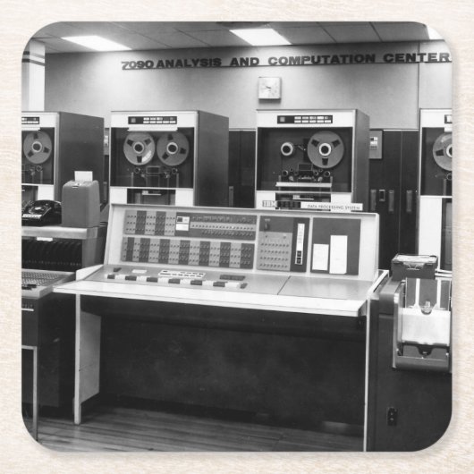 ヴィンテージメインフレームコンピュータ スクエアペーパーコースター (正面)