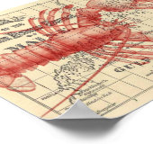 ヴィンテージメイン地図とロブスターポスター ポスター (角)