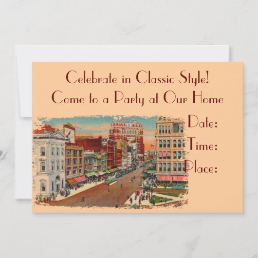 ヴィンテージメイン通りバッファローパーティの招待状 招待状 (裏面)