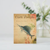 ヴィンテージメカジキ型魚フローラ ポストカード (スタンド正面)