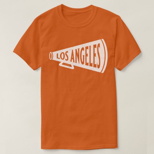 ヴィンテージメガホンロサンゼルスラムズホワイトロスエンジェル Tシャツ (デザイン正面)