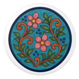 ヴィンテージメキシカンタラベラフォークアートセラミックノブ セラミックノブ