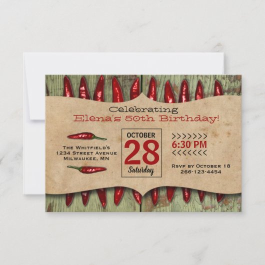 ヴィンテージメキシカンフィエスタ50th誕生日パーティー 招待状 (正面)