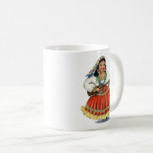 ヴィンテージメキシカン伝統的ガール コーヒーマグカップ (正面右)