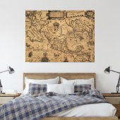 ヴィンテージメキシコの地図(1600) キャンバスプリント (インサイチュ (寝室))