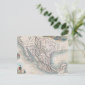 ヴィンテージメキシコの地図（1851年） ポストカード (スタンド正面)