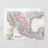 ヴィンテージメキシコの地図(1855年) ポストカード (正面/裏面)