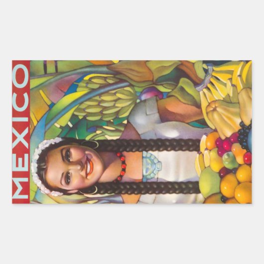 ヴィンテージメキシコの果実 長方形シール (正面)