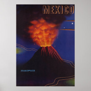 ヴィンテージメキシコトラベルパリクチン火山 ポスター