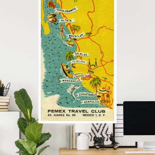 ヴィンテージメキシコビーチ旅行ポスター ポスター (ホームオフィス)