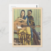 ヴィンテージメキシコ人女性(ギター) ポストカード (正面/裏面)