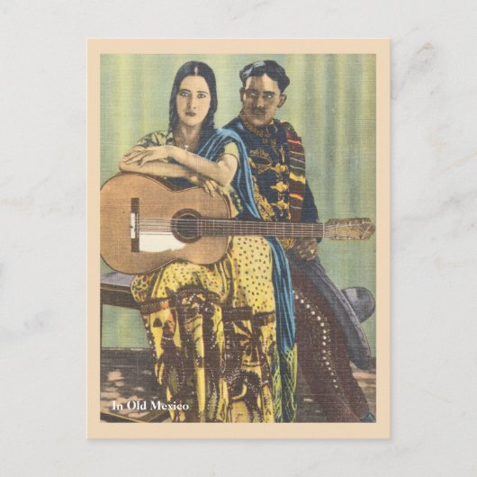 ヴィンテージメキシコ人女性(ギター) ポストカード (正面)
