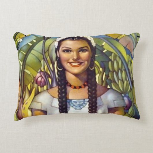 ヴィンテージメキシコ旅行観光広告 アクセントクッション (正面)