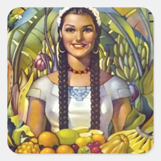 ヴィンテージメキシコ旅行観光広告 スクエアシール (正面)