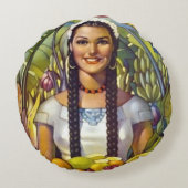 ヴィンテージメキシコ旅行観光広告 ラウンドクッション (裏面)