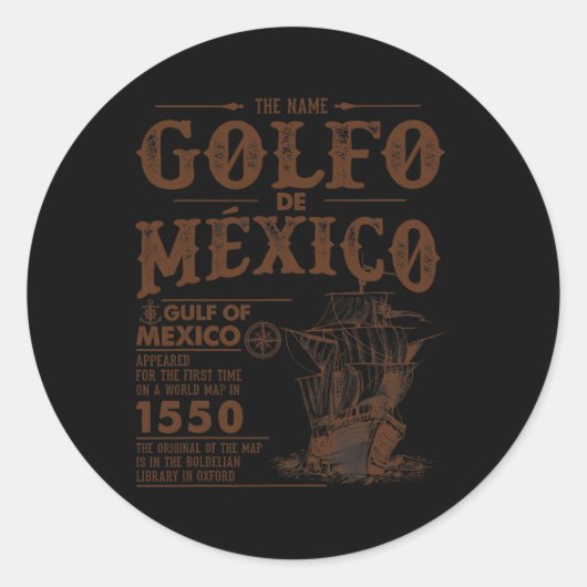 ヴィンテージメキシコ湾1550年以来のマップ名の起源 ラウンドシール (正面)