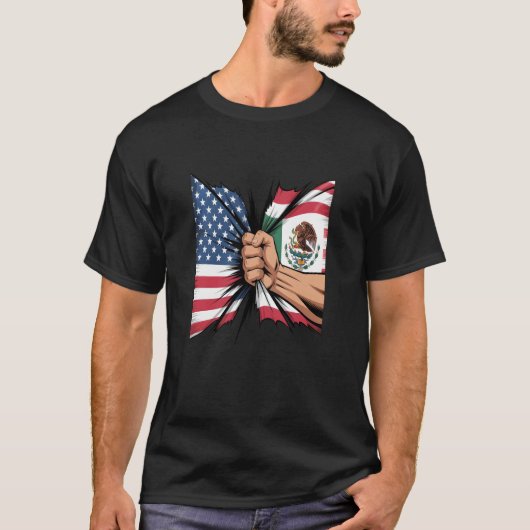 ヴィンテージメキシコ米国国旗メキシコ系アメリカプライド Tシャツ (正面)