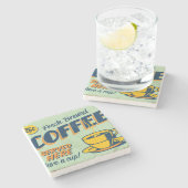 ヴィンテージメタルサイン – 新鮮醸造コーヒー ストーンコースター (横)