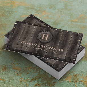 ヴィンテージメタルフレームモノグラムエレガントバーンウッド 名刺