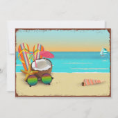 ヴィンテージメタル標識ビーチパーティーベビーシャワー 招待状 (裏面)