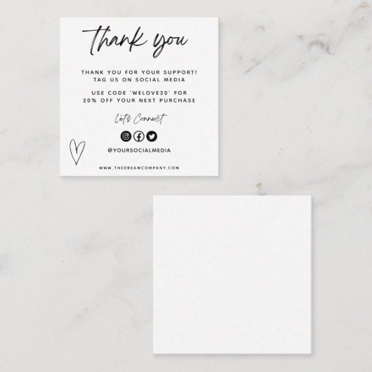 ヴィンテージメディア感謝してい挿入ミニ名刺 スクエア名刺 (正面/裏面)