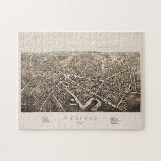 ヴィンテージメドフォード・マサチューセッツの地図 ジグソーパズル (横)