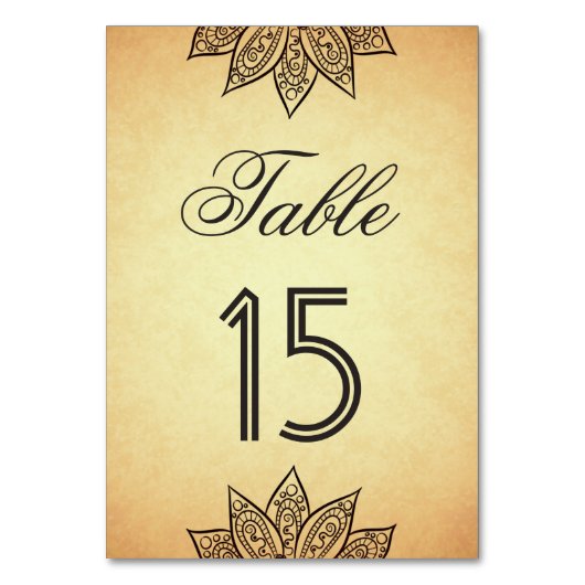 ヴィンテージメフェンディヘナインディアン結婚ズ テーブルナンバー (正面)